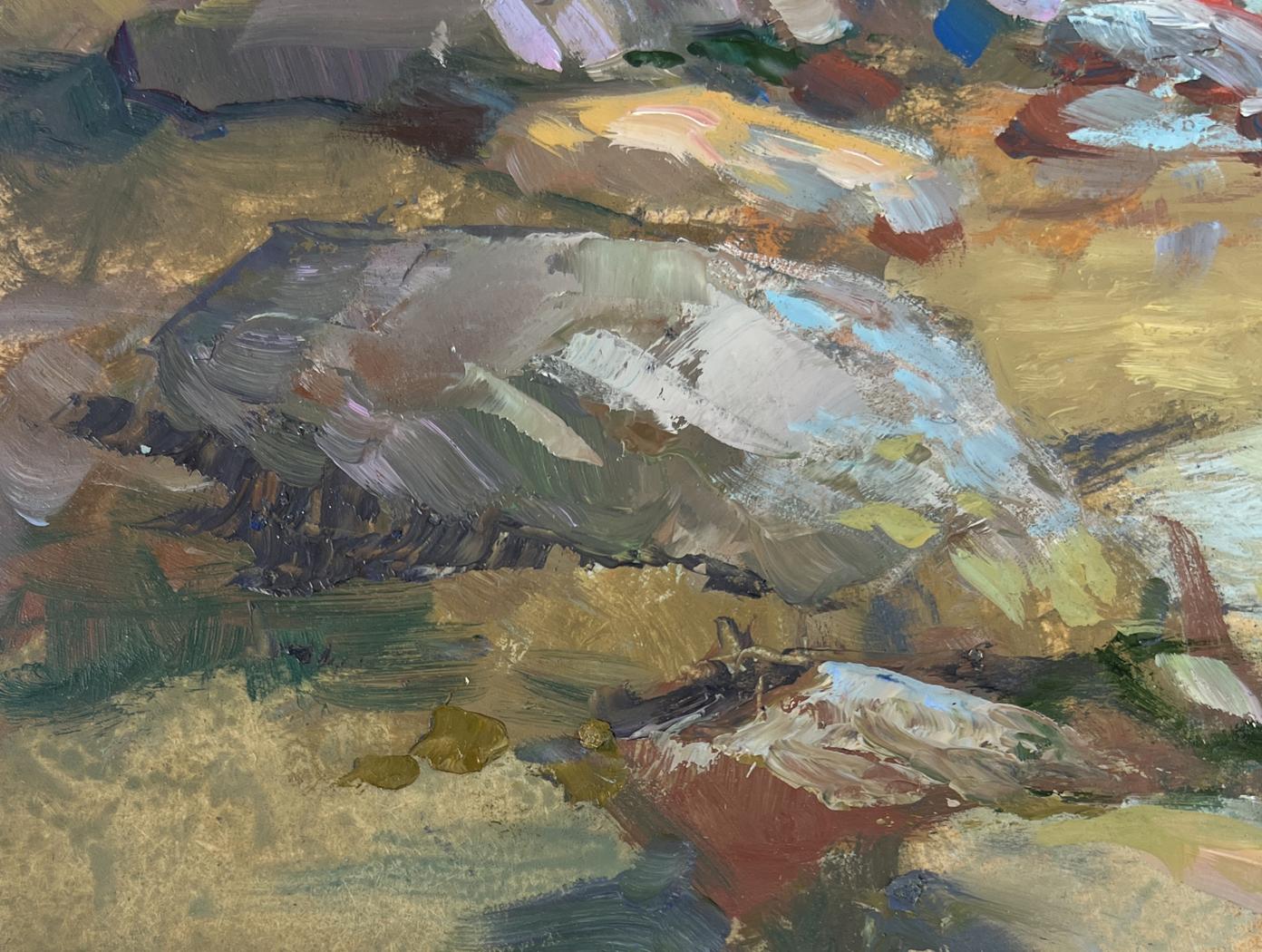 Impressionistic oil painting of boat on horizon by Yuriy Suprunchuk