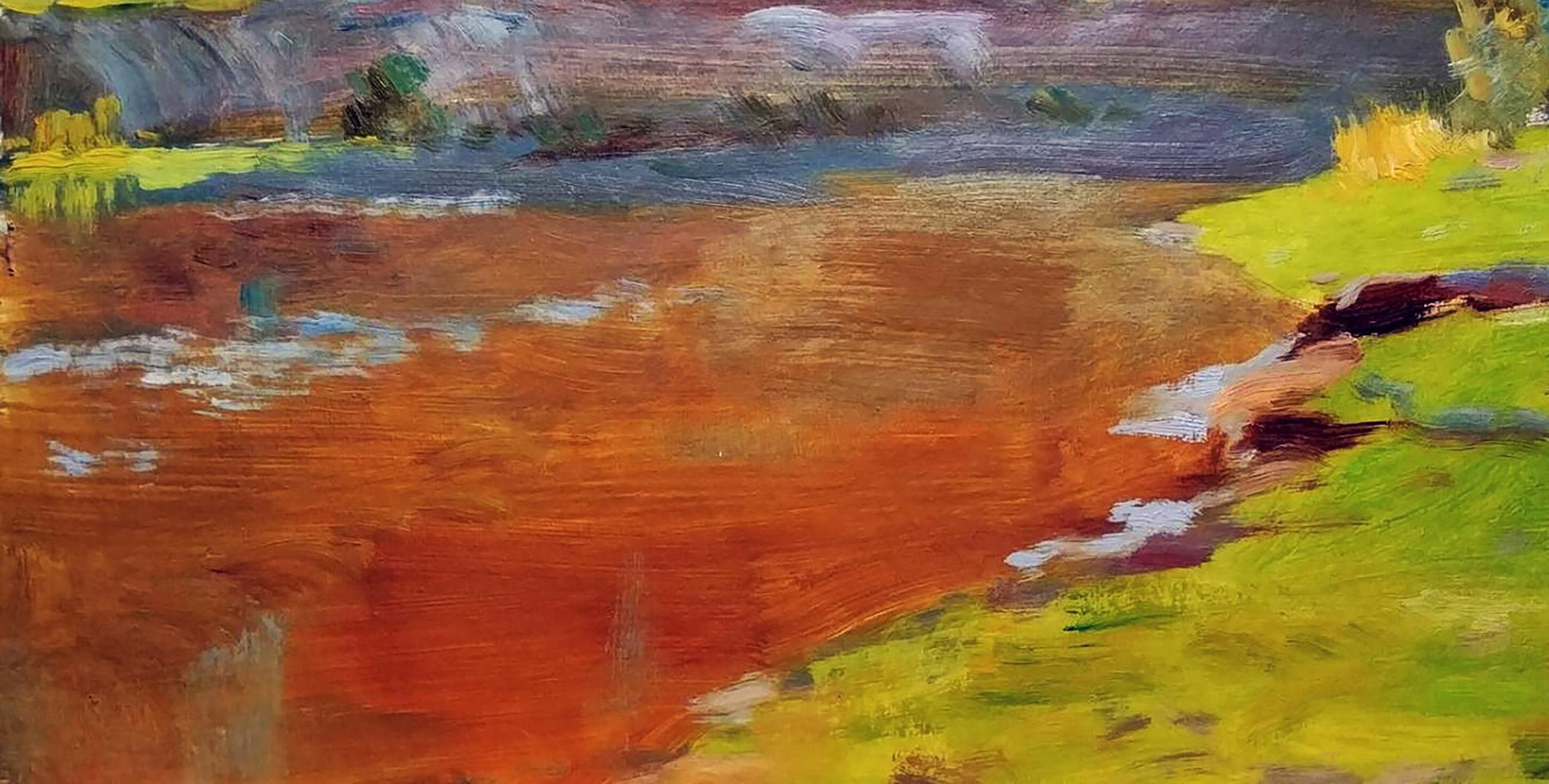 Oil painting Forest river Landscape Serhiy Polyakov Artwork for Sale    