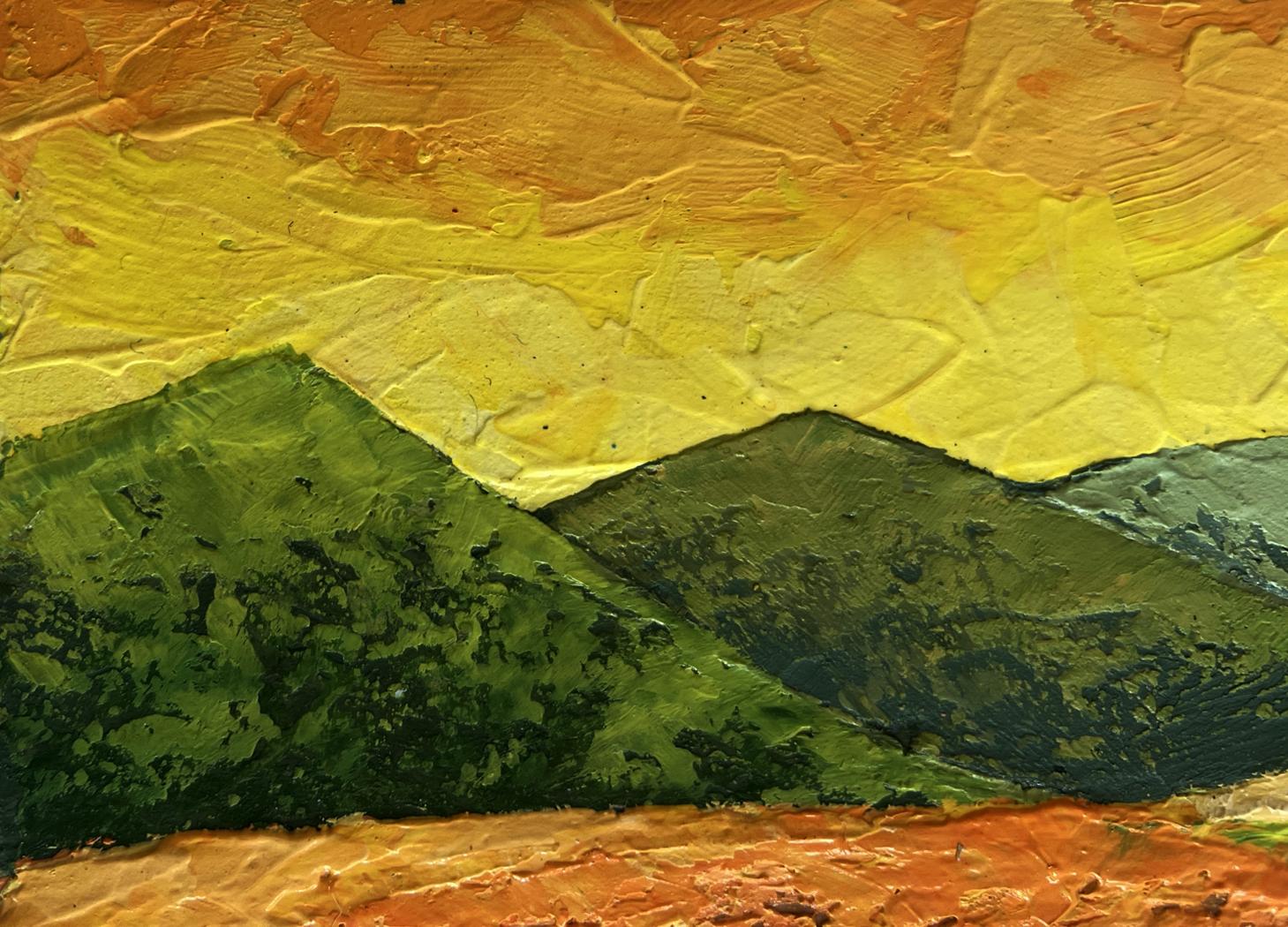 Oil painting Dance of yellow colors in meadows by V. Zadorozhnya