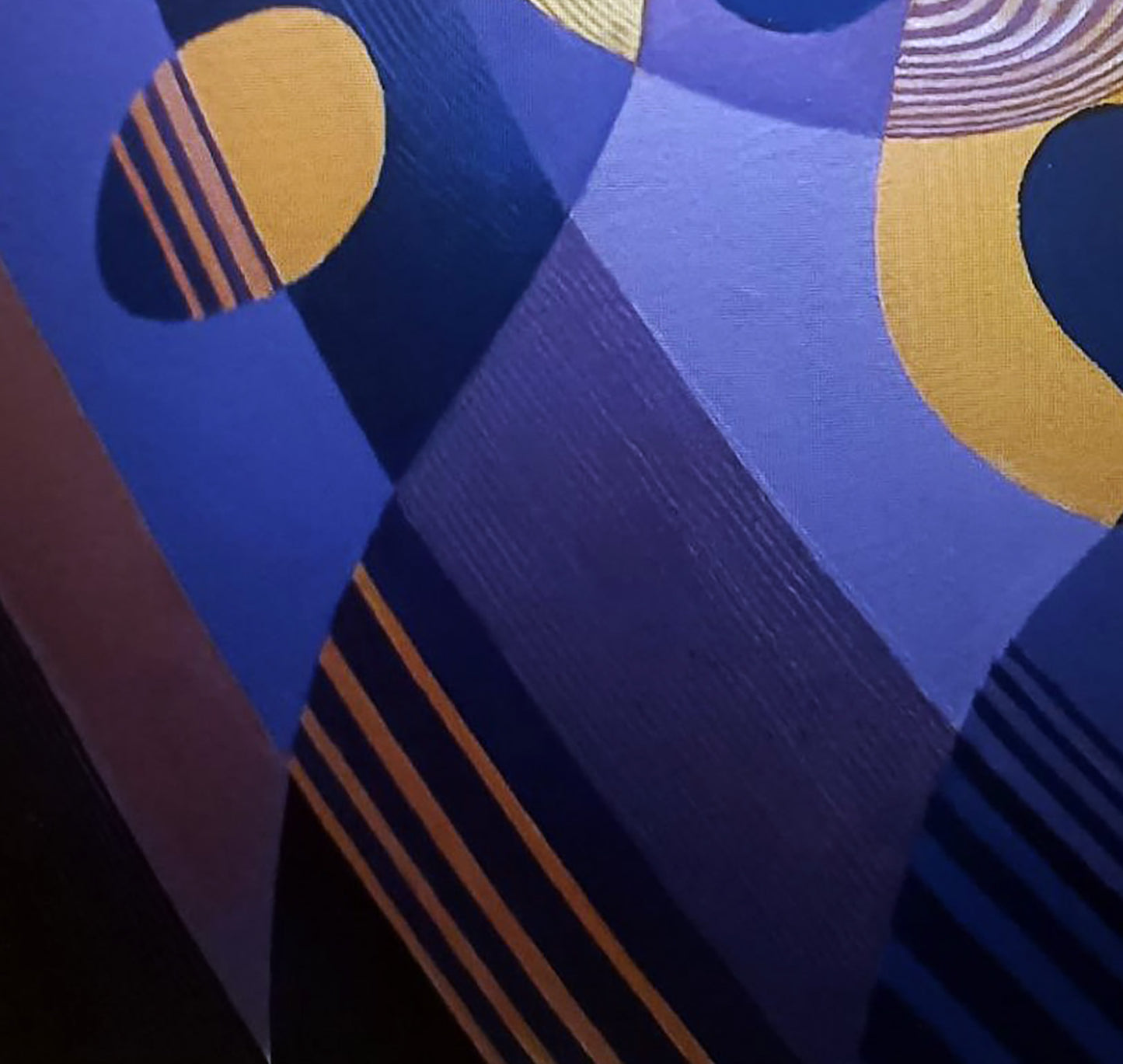 Oil painting of mother and child by Alexander Strashevich, abstract geometric blues and yellows