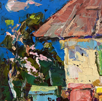 Vibrant impressionist oil painting Spring is coming to the yard by Oleksiy Ivanyuk