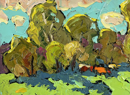 Oil painting Where the field meets the forest by Oleksiy Ivanyuk
