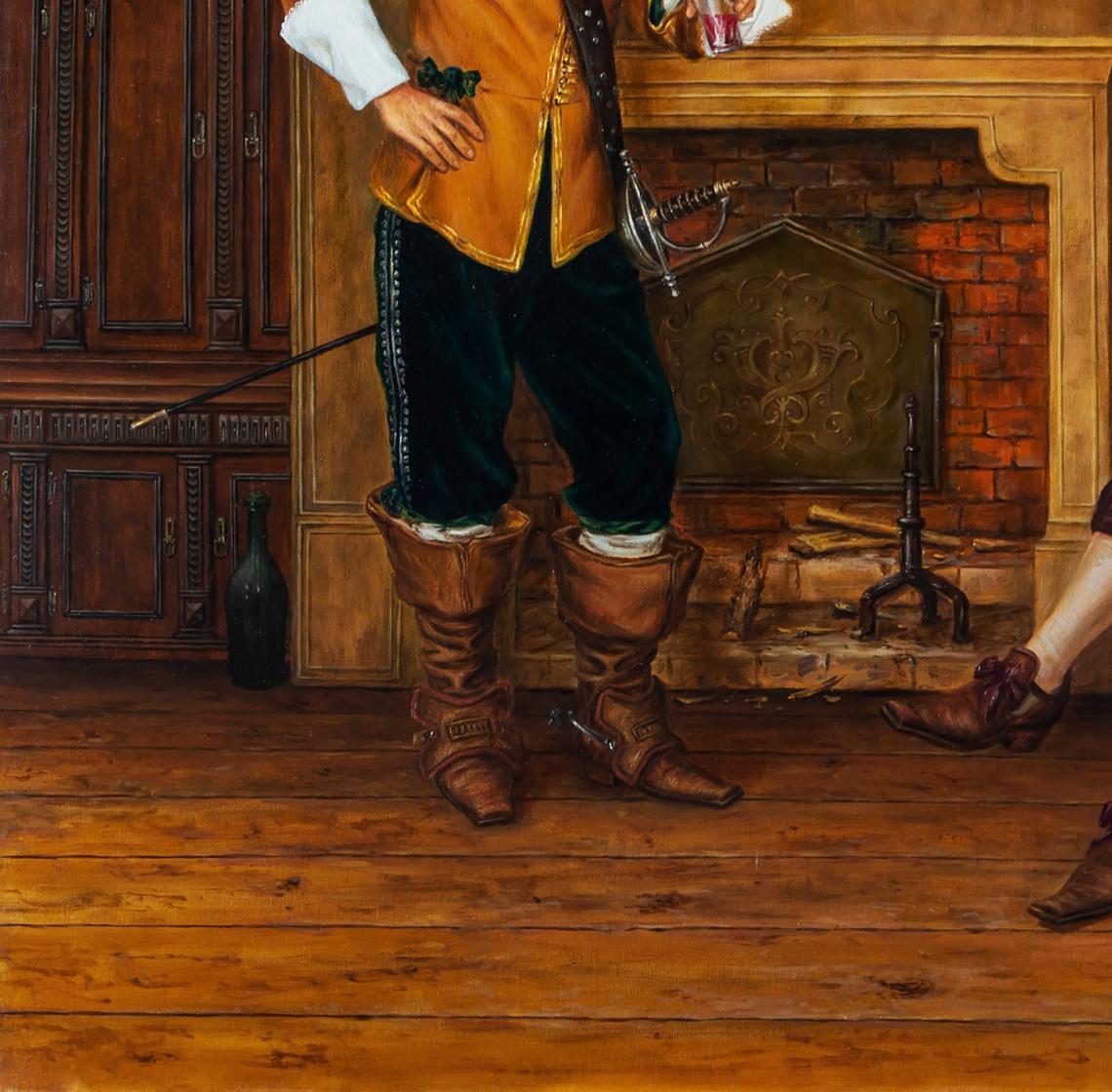 Oil painting Ring of Athos Valeriy Bulat brown leather boots ornate buckles
