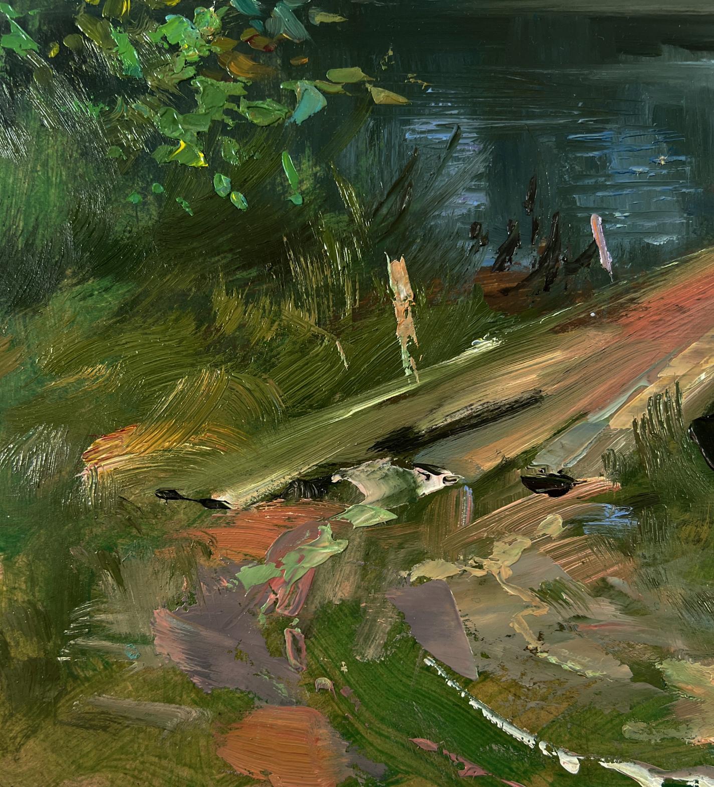 Oil painting The Winding River by Yuriy Suprunchuk textured forest stream