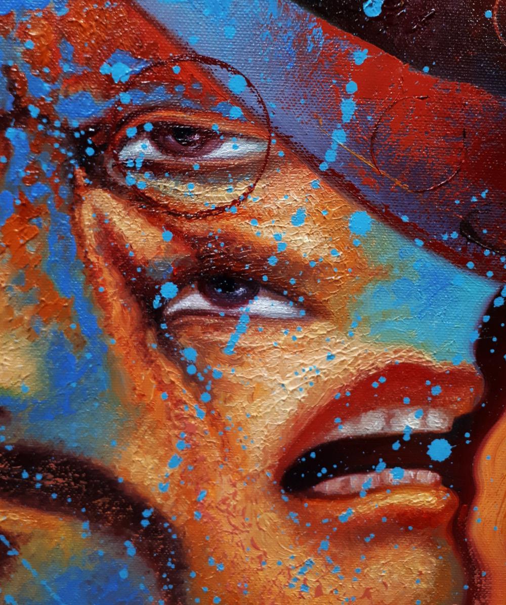 Vibrant abstract portrait Oil painting Conquistador and Peyote by Sergiy Voichenko