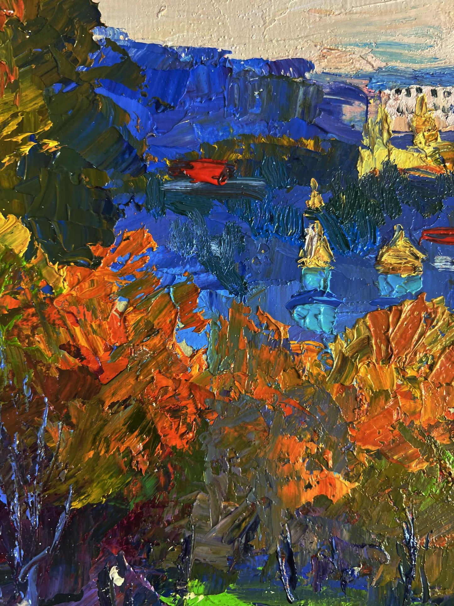 Vibrant oil painting View from the autumn forest by Boris Serdyuk