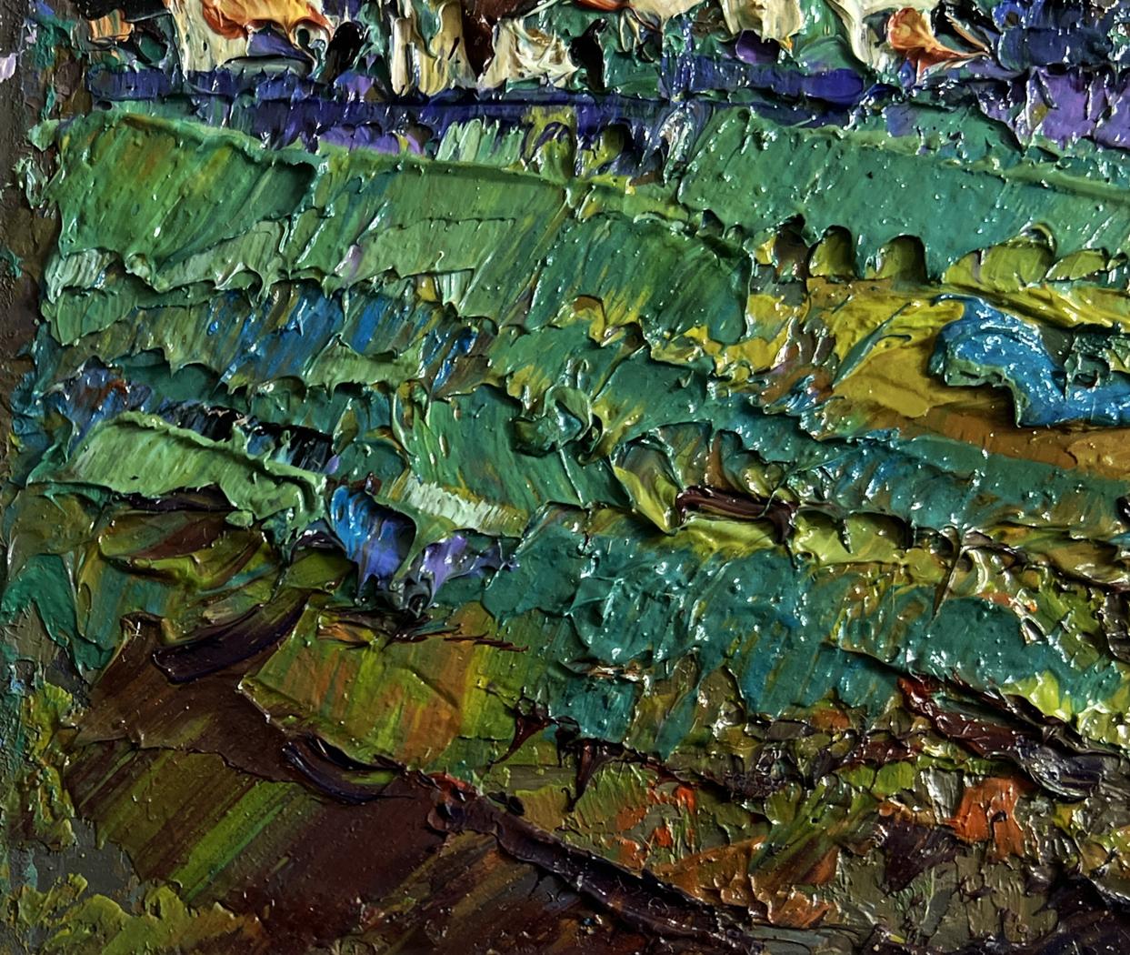 Oil painting Evening autumn wind by Oleksiy Ivanyuk, vibrant textured landscape