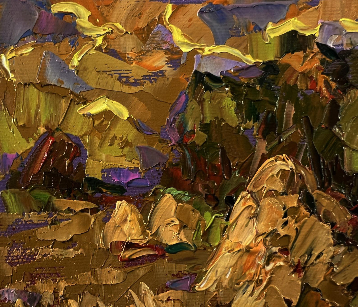 Oil painting Warm evening in the field by Oksana Ivanyuk impasto landscape