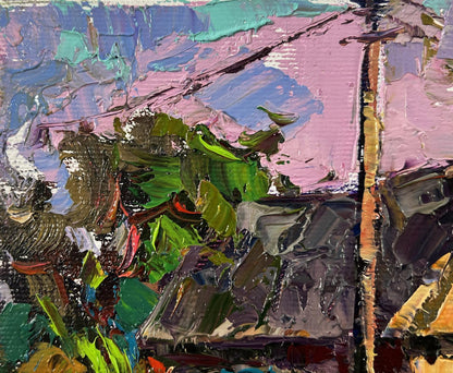 Oil painting Evening house by Oksana Ivanyuk with vibrant textured strokes