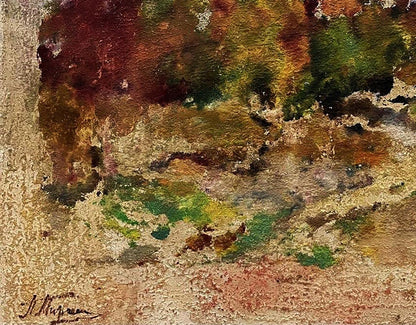 Oil painting Utopian thoughts by Pavlo Miroshnychenko in earthy tones