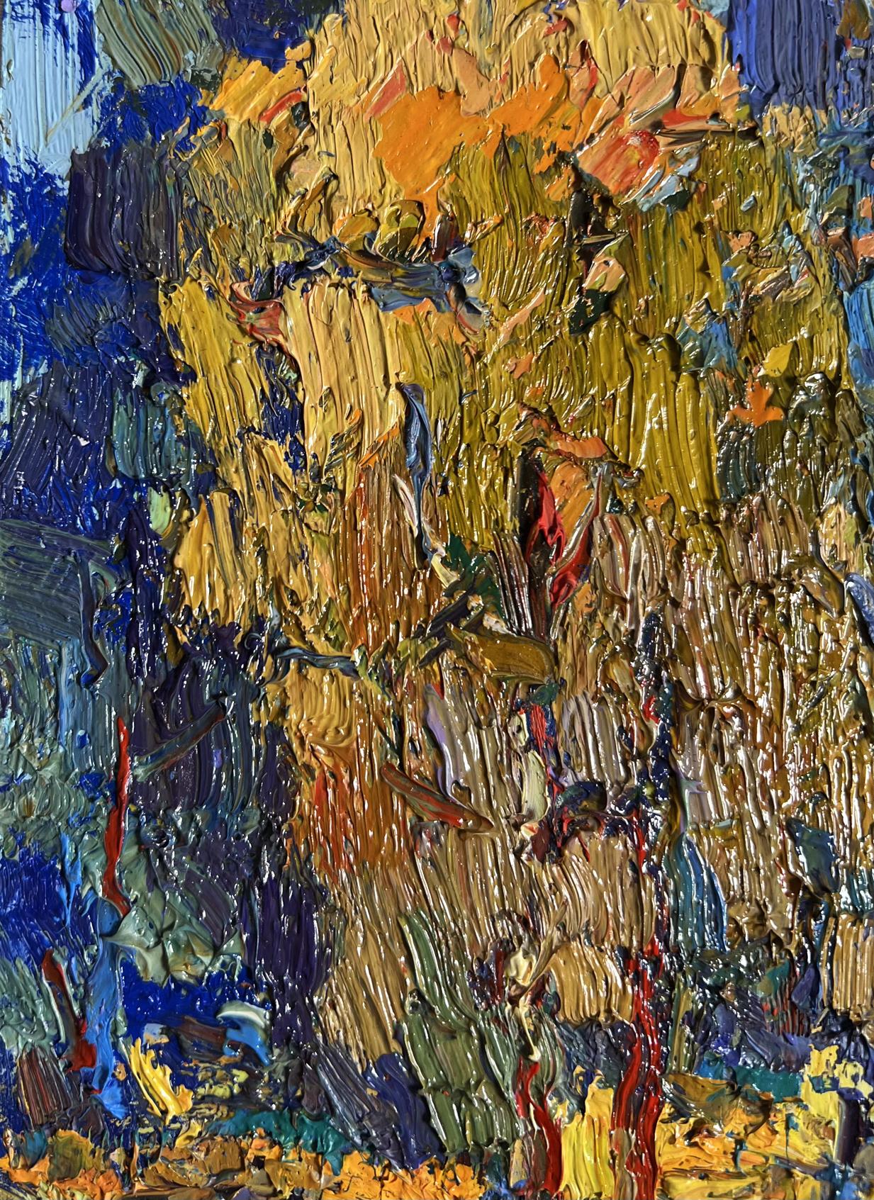 Vibrant impressionist oil painting Sunbeams on the Meadows by Oksana Ivanyuk