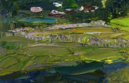 Impasto birch grove oil painting by Boris Serdyuk, morning sun light