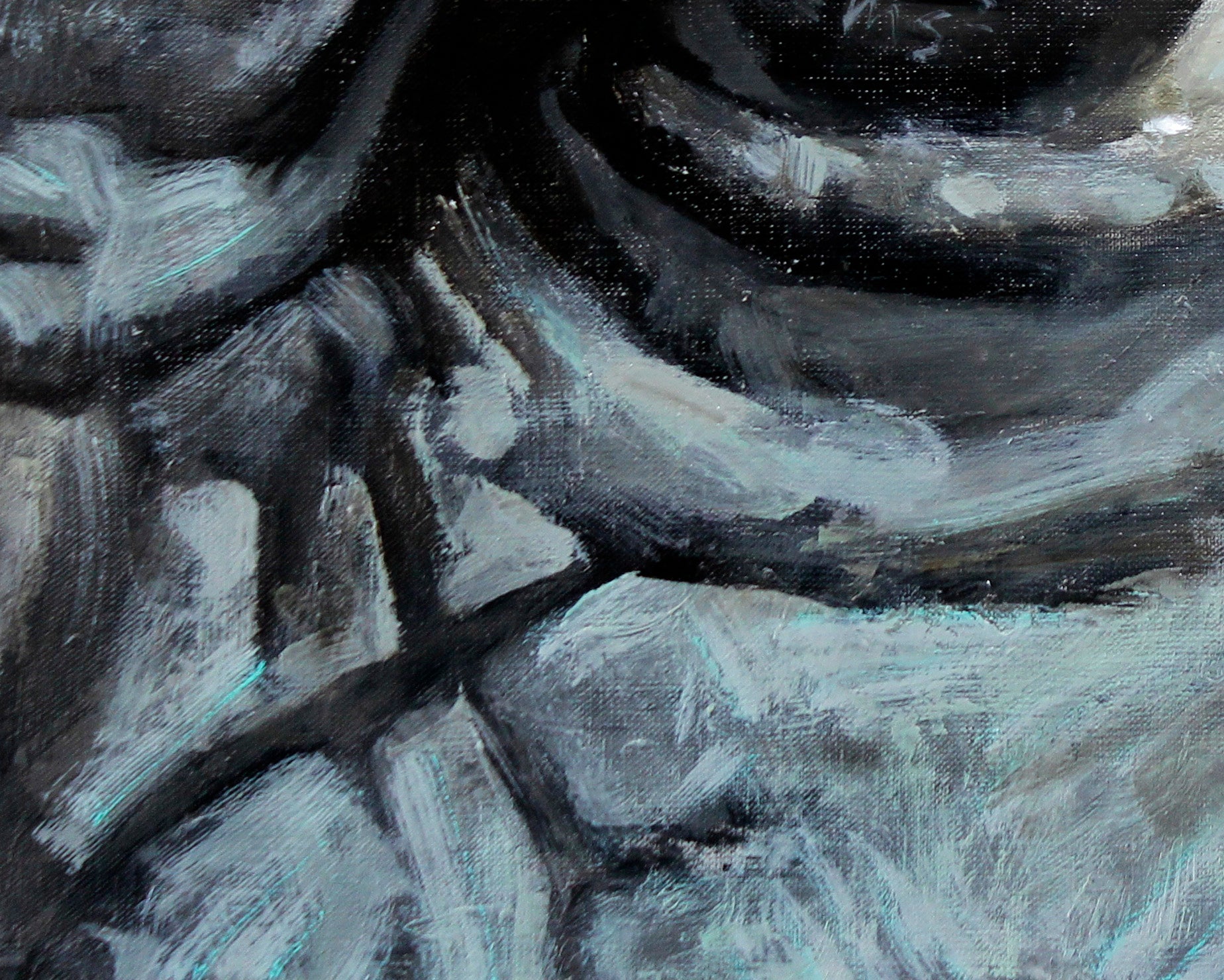 Oil painting Albert Ed Potapenkov with swirling black gray abstract forms