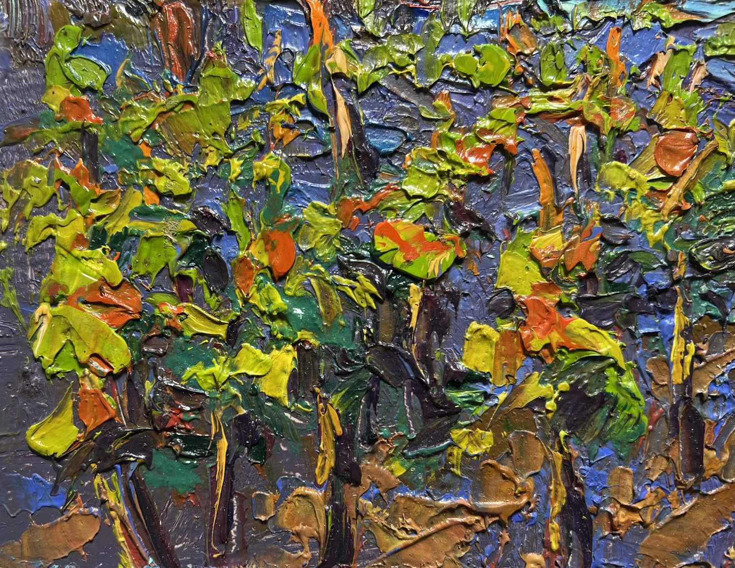 Vibrant impressionist oil painting of growing grapes in village by Oleksiy Ivanyuk