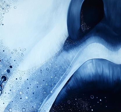 Abstract blue Oil painting Memory by Konsta G. Amelinn with textured brushstrokes