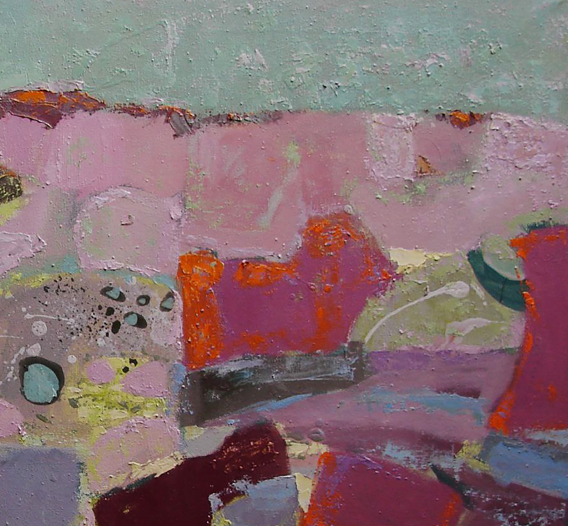 Oil painting Interpretation of pink Tatyana Shulyak abstract textured pinks oranges purples teal