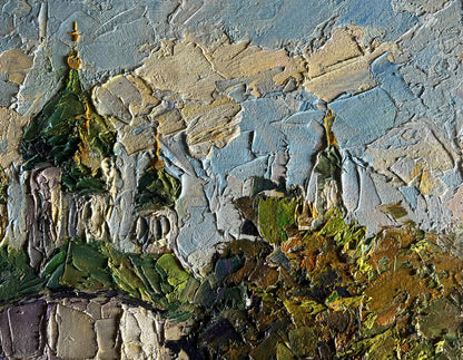 Oil painting Morning near the temple by Boris Serdyuk, green-roofed church