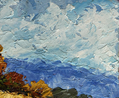 Oil painting Autumn palette of nature by V. Zadorozhnya, textured sky and earthy landscape