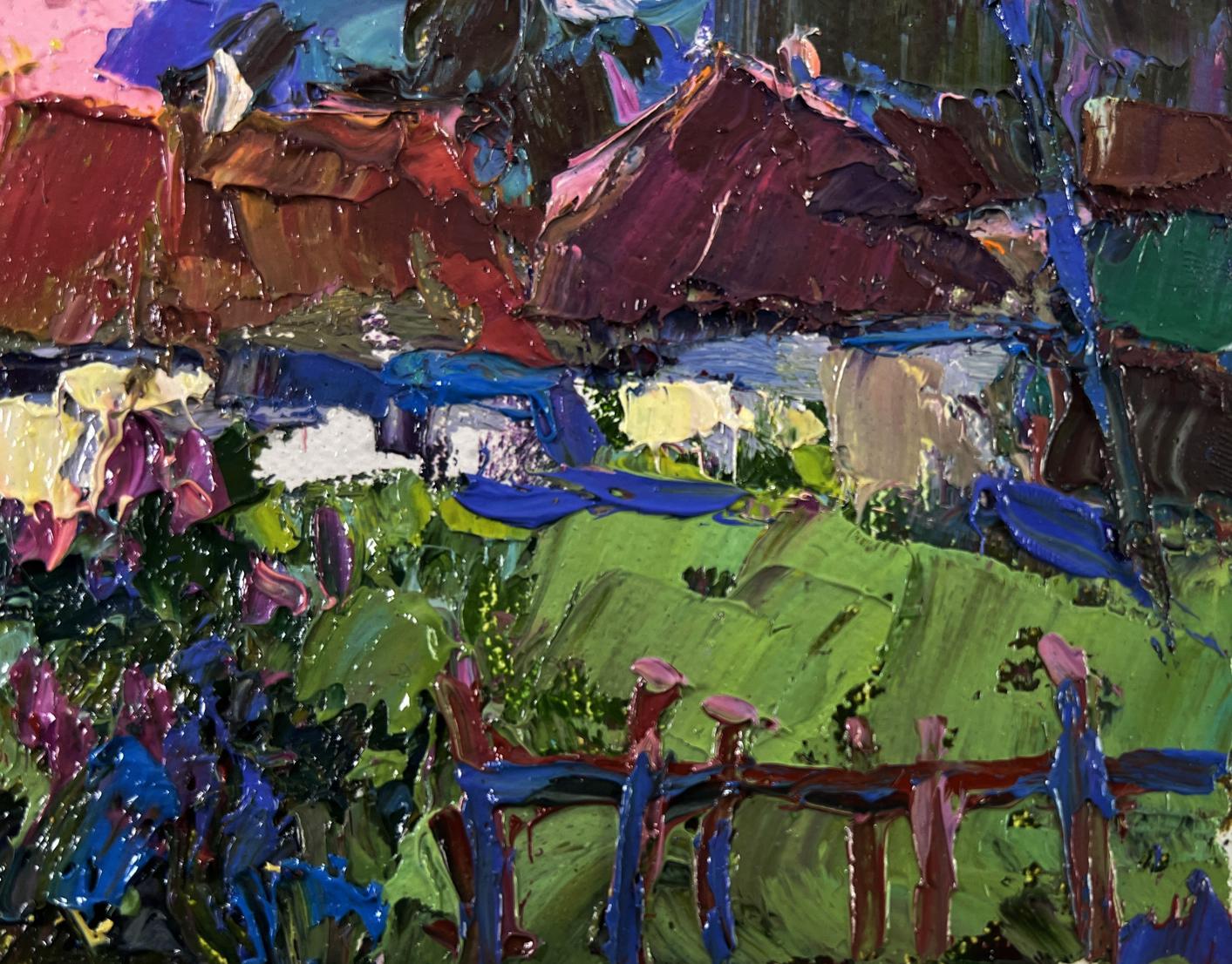 Vibrant impressionist oil painting The beam fades by Oksana Ivanyuk
