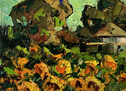 Vibrant impressionist oil painting Sunny day in the village by Oksana Ivanyuk