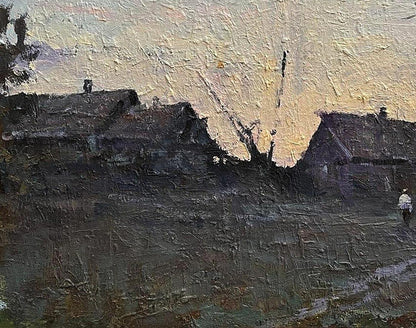 Oil painting Autumn in the village by Volodymyr Pashchenko rural landscape