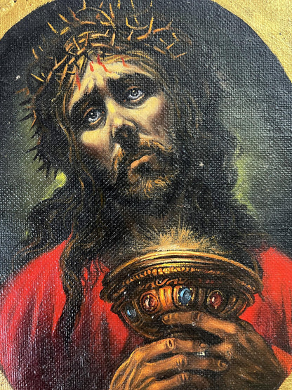 Oil painting portrait of Jesus by Alexander Litvinov with chalice