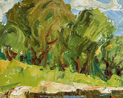 Vibrant impressionist oil painting Willows by the pond by Oleksiy Ivanyuk