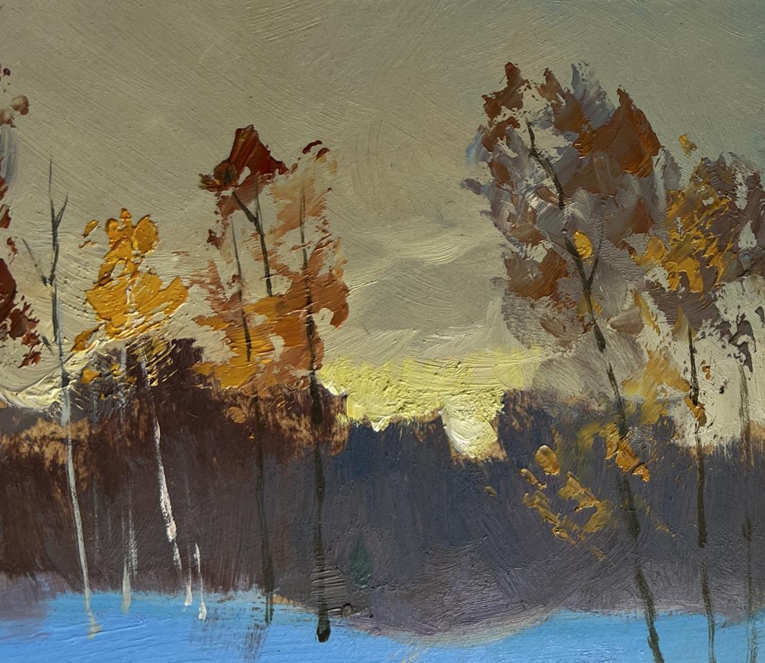 Oil painting Reflection of a yellow sunset by Yuriy Suprunchuk