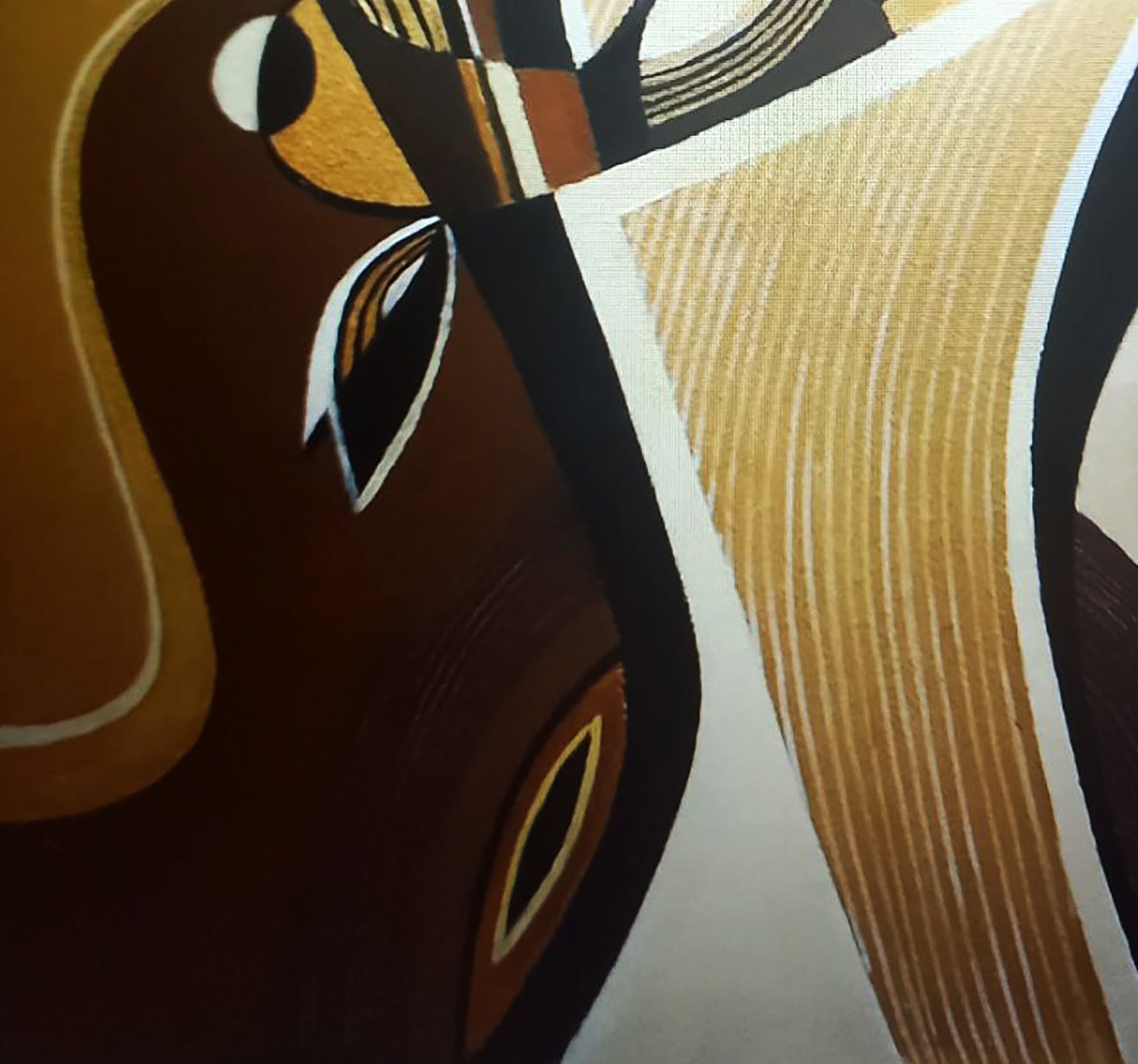 Oil painting Golden vase by Alexander Strashevich, abstract geometric brown gold black
