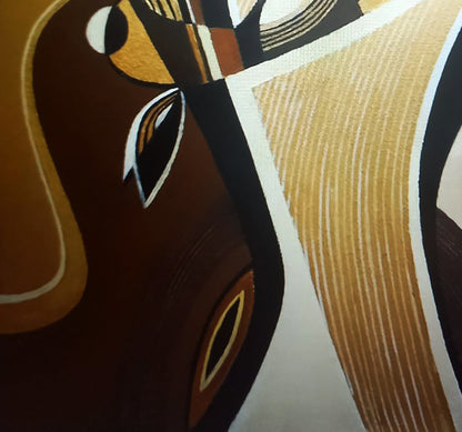 Oil painting Golden vase by Alexander Strashevich, abstract geometric brown gold black