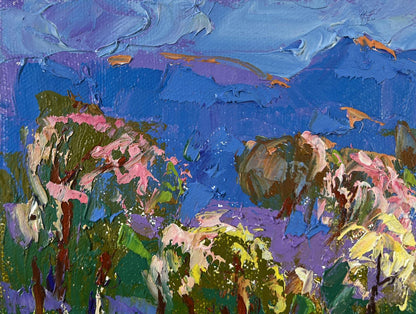 Oil painting Spring in the village by Oleksiy Ivanyuk vibrant landscape