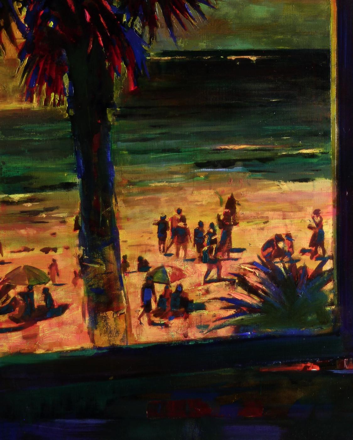 Vibrant impressionistic oil painting of relaxing sea beach by Ed Potapenkov