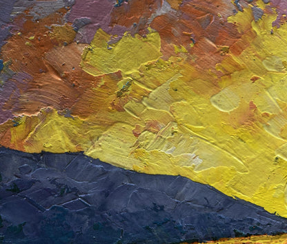 Oil painting Warm light of the fading day V. Zadorozhnya abstract textured art