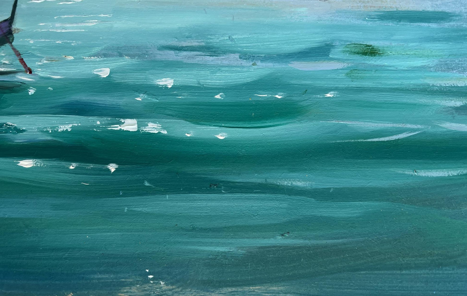 Teal-blue ocean wave oil painting by Yuriy Suprunchuk, Holidays in Venice
