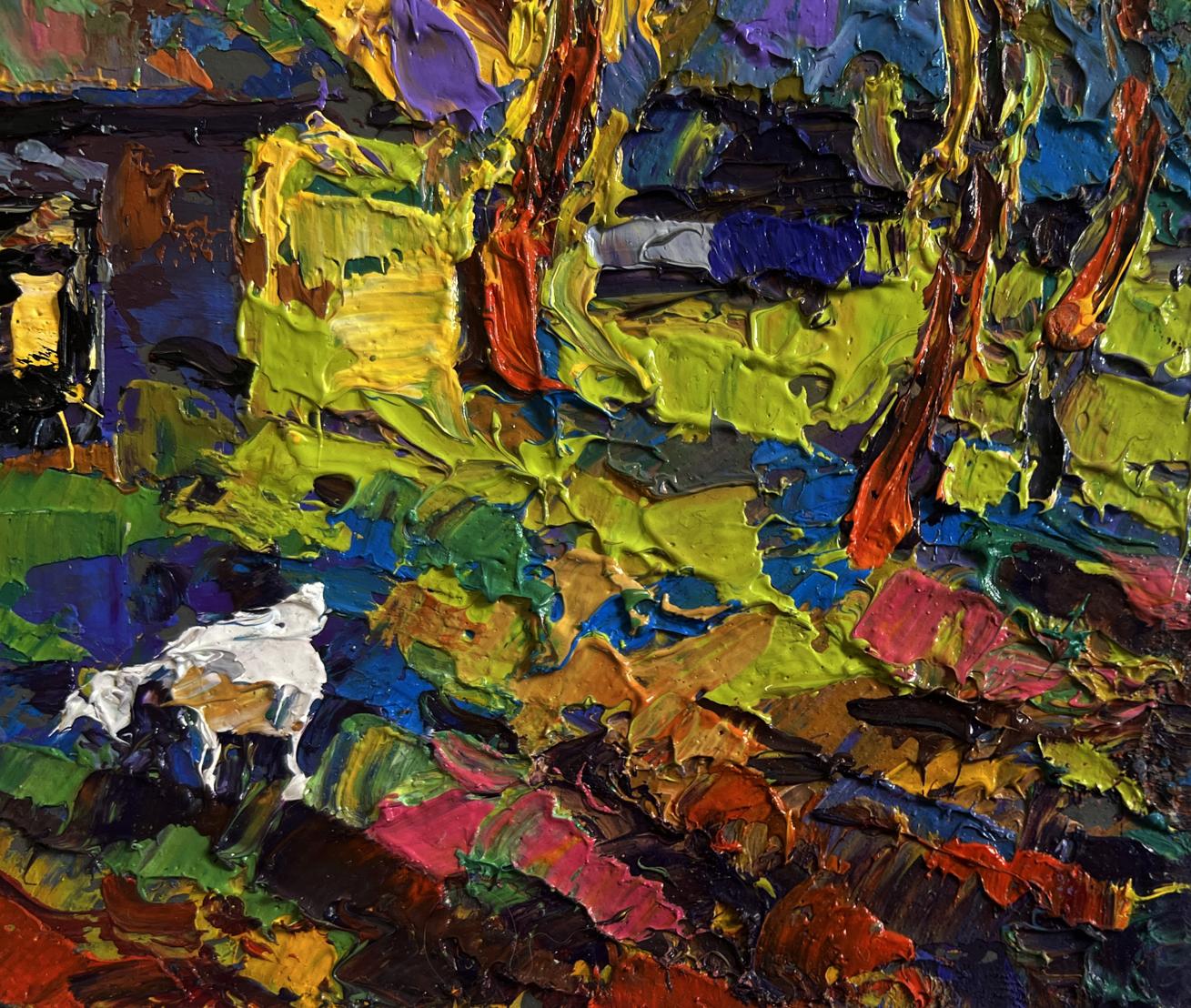Vibrant impressionist oil painting Warm evening in the village by Oleksiy Ivanyuk