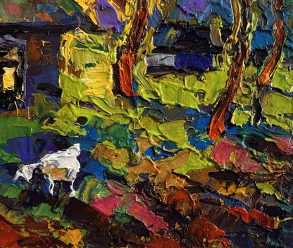 Vibrant impressionist oil painting Warm evening in the village by Oleksiy Ivanyuk