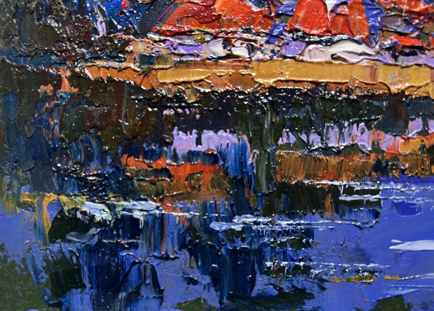 Vibrant impressionist oil painting Swimming on the lake by Oksana Ivanyuk