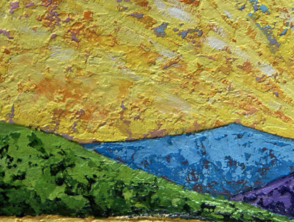 Vibrant impasto oil painting Horizon in evening sun lights by V. Zadorozhnya