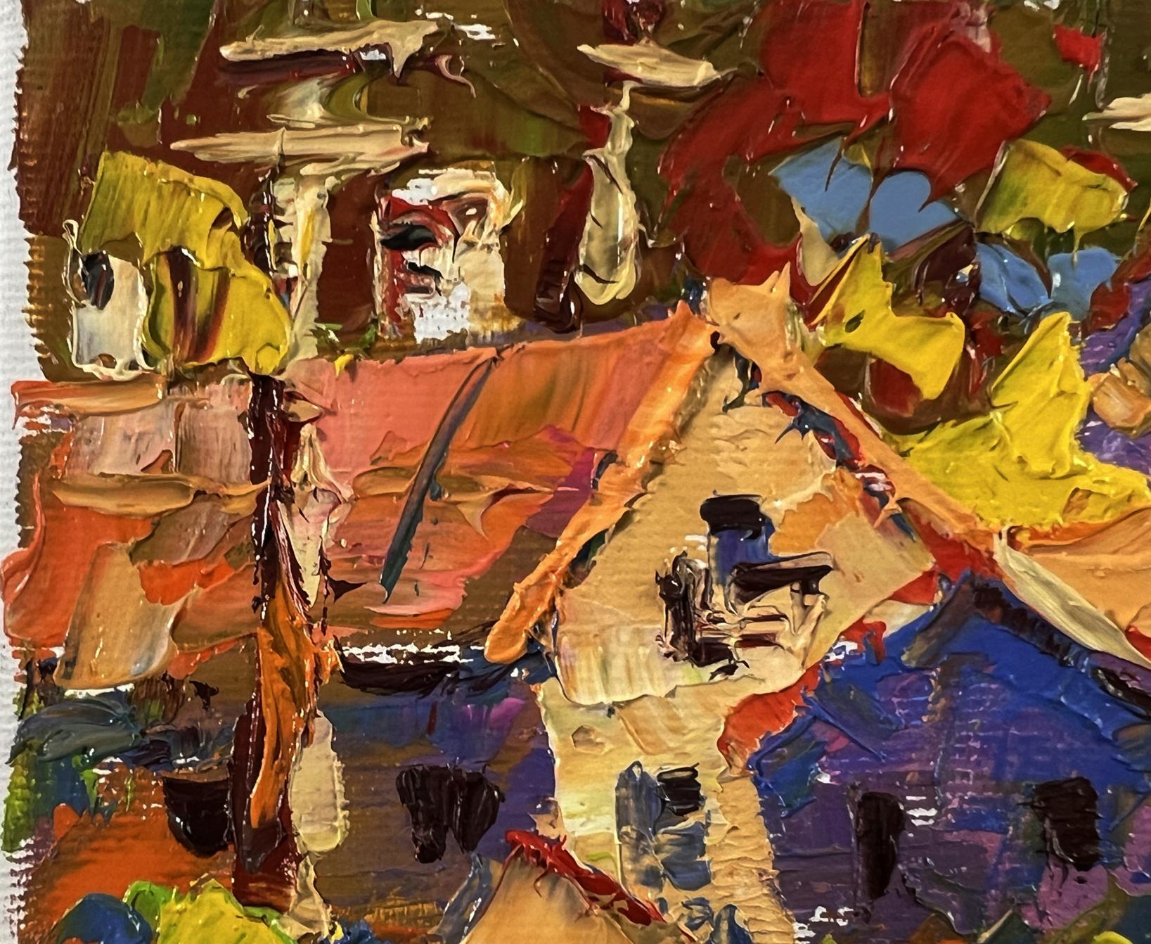 Vibrant Oleksiy Ivanyuk oil painting Summer village heat impasto abstract