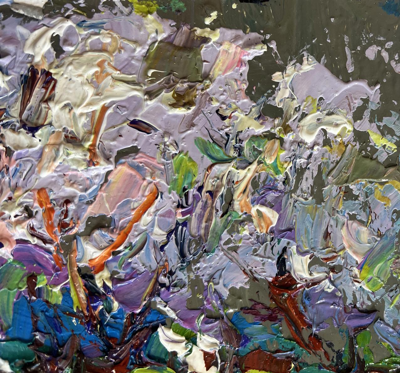 Oil painting The gardens are blooming by Oleksiy Ivanyuk impasto abstract