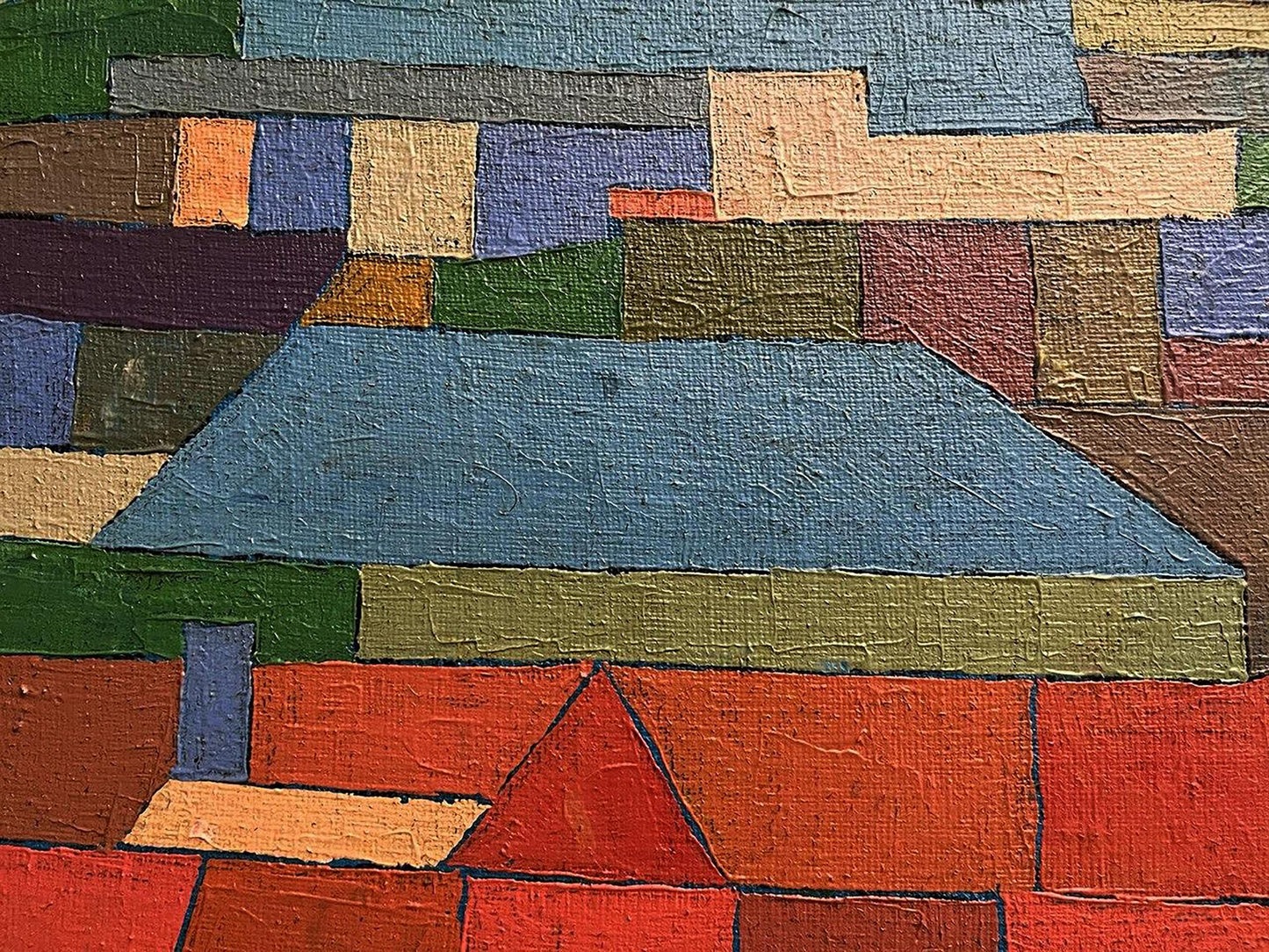 Oil painting City Hall by Serhiy Kovalev with vibrant geometric shapes