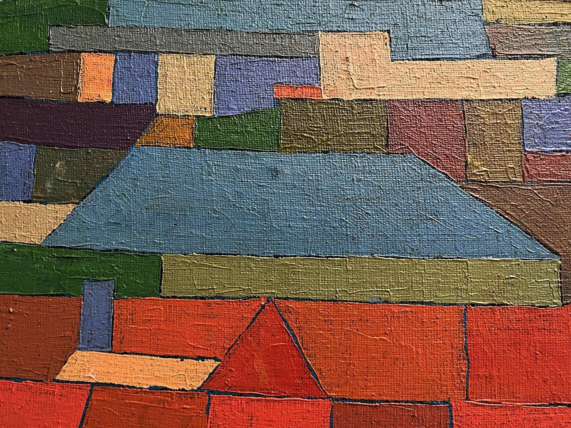 Oil painting City Hall by Serhiy Kovalev with vibrant geometric shapes