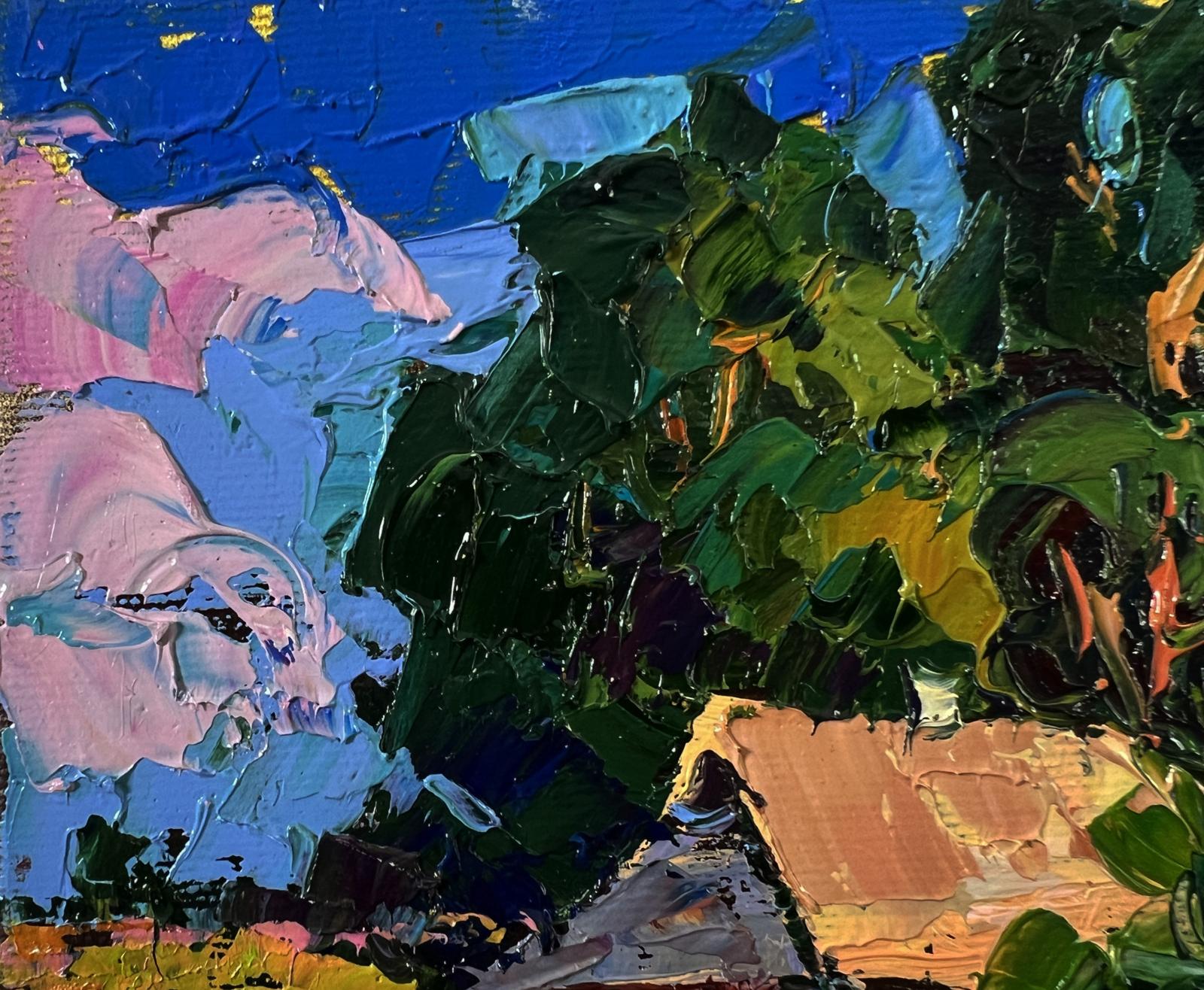 Vibrant impressionist oil painting Summer days in the village by Oksana Ivanyuk