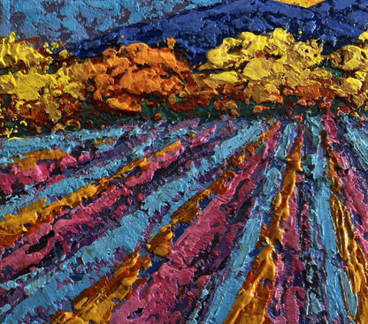Vibrant oil painting Sunset colors over peaks by V. Zadorozhnya