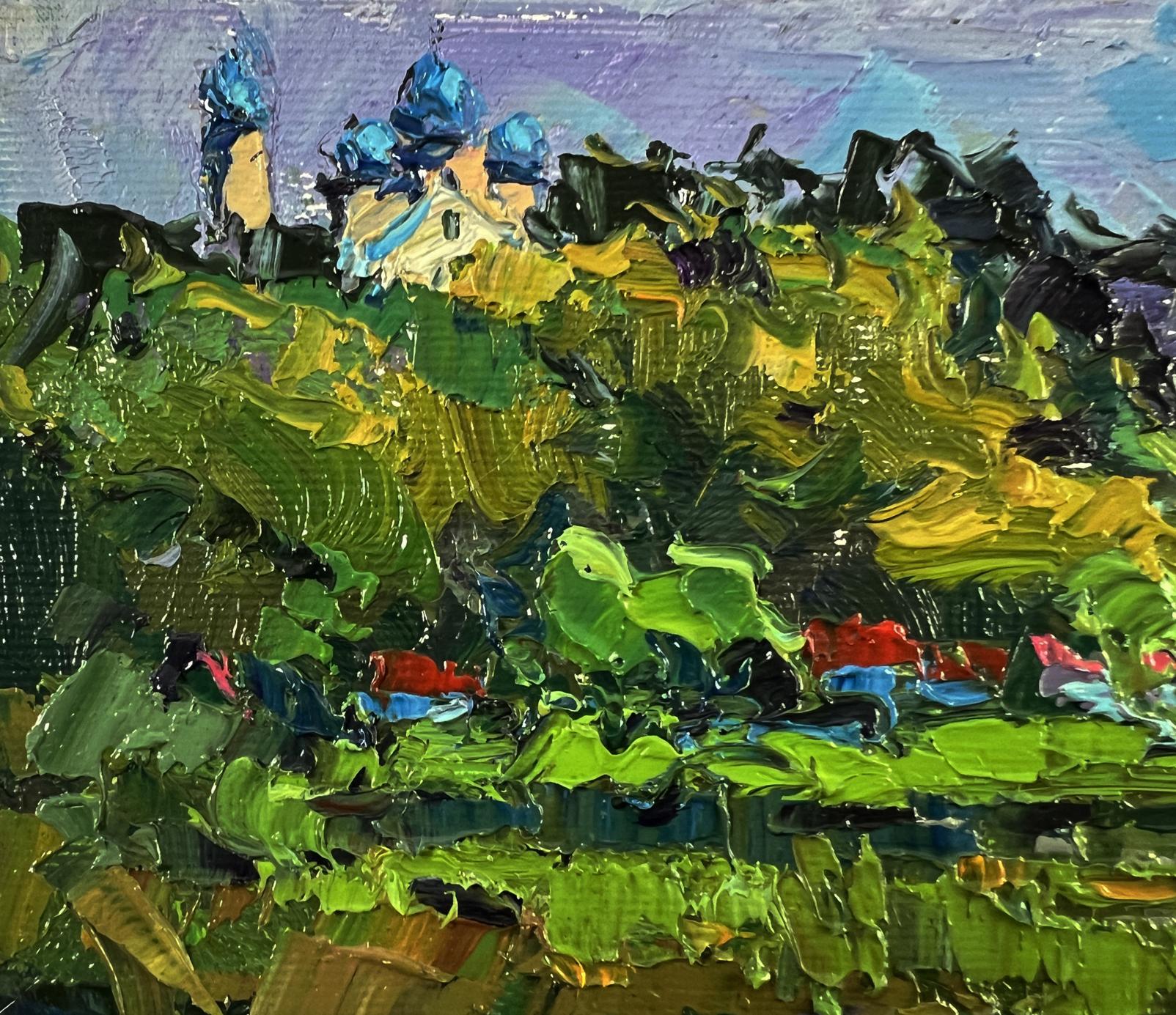 Vibrant impressionist oil painting Evening on the lake by Oksana Ivanyuk