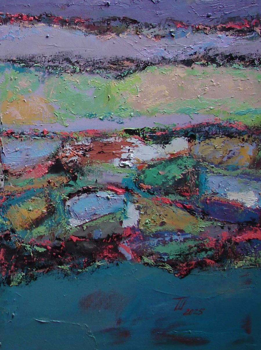 Oil painting When day and night meet in quiet grace by Tetyana Shulyak
