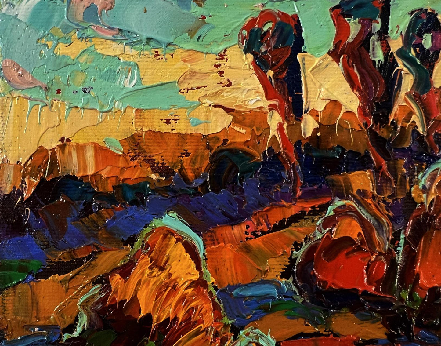 Vibrant Evening of orange rays oil painting by Oksana Ivanyuk