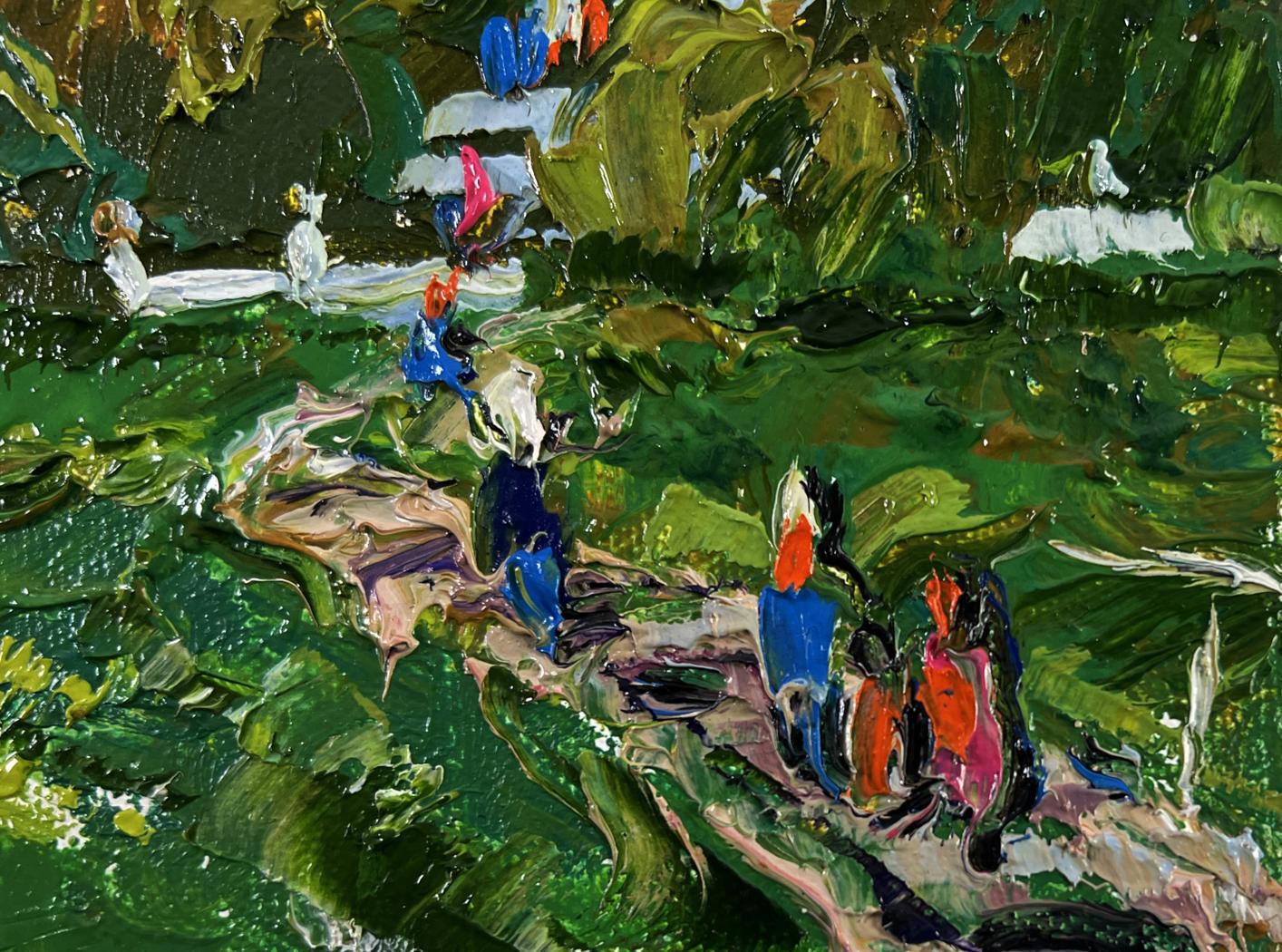 Vibrant impressionist oil painting Silence in the green heart of the garden by Oleksiy Ivanyuk