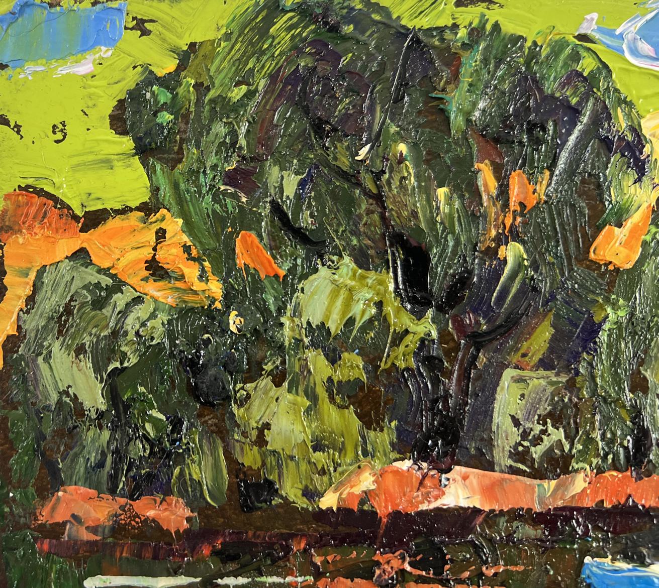 Vibrant impressionist oil painting Willows bent over the silence by Oleksiy Ivanyuk