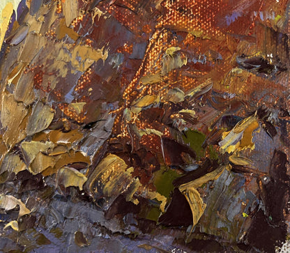Oil painting Old Fortress by Oleksiy Ivanyuk in earthy impasto tones